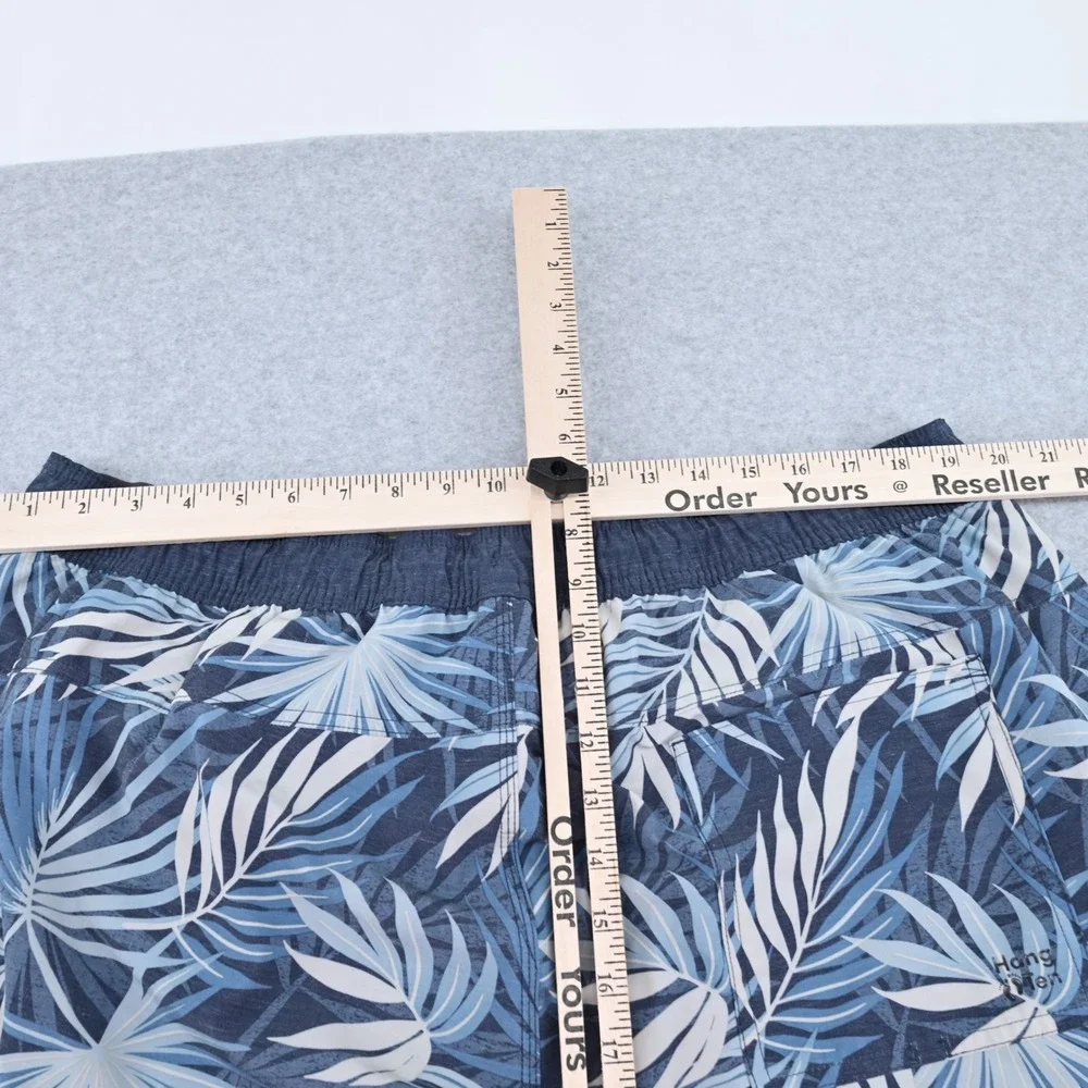 Hang Ten Men XL Hybrid Swim Trunks Tropical Palm Blue Lined Board Shorts Classic